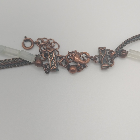 Avon Multi Strand Mother Of Pearl Bronze Pendant Necklace Boho Peasant Western - Picture 7 of 14